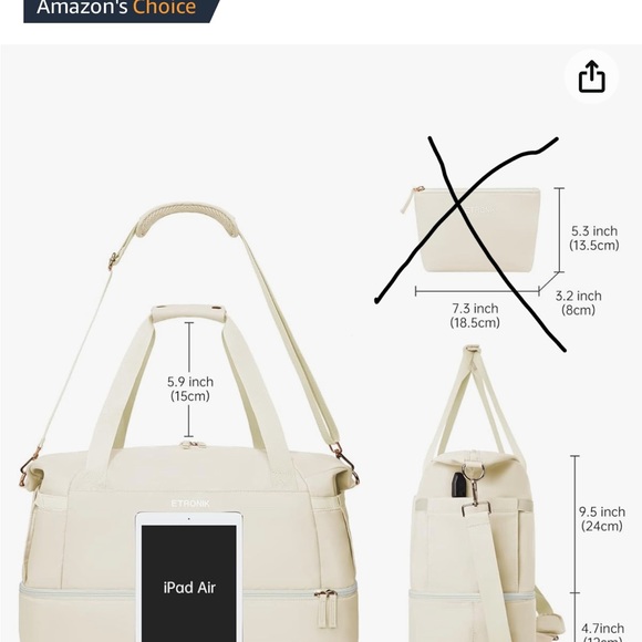 Travel bag from Amazon, never worn. Only selling the big bag. Very Spacious. - Picture 4 of 4